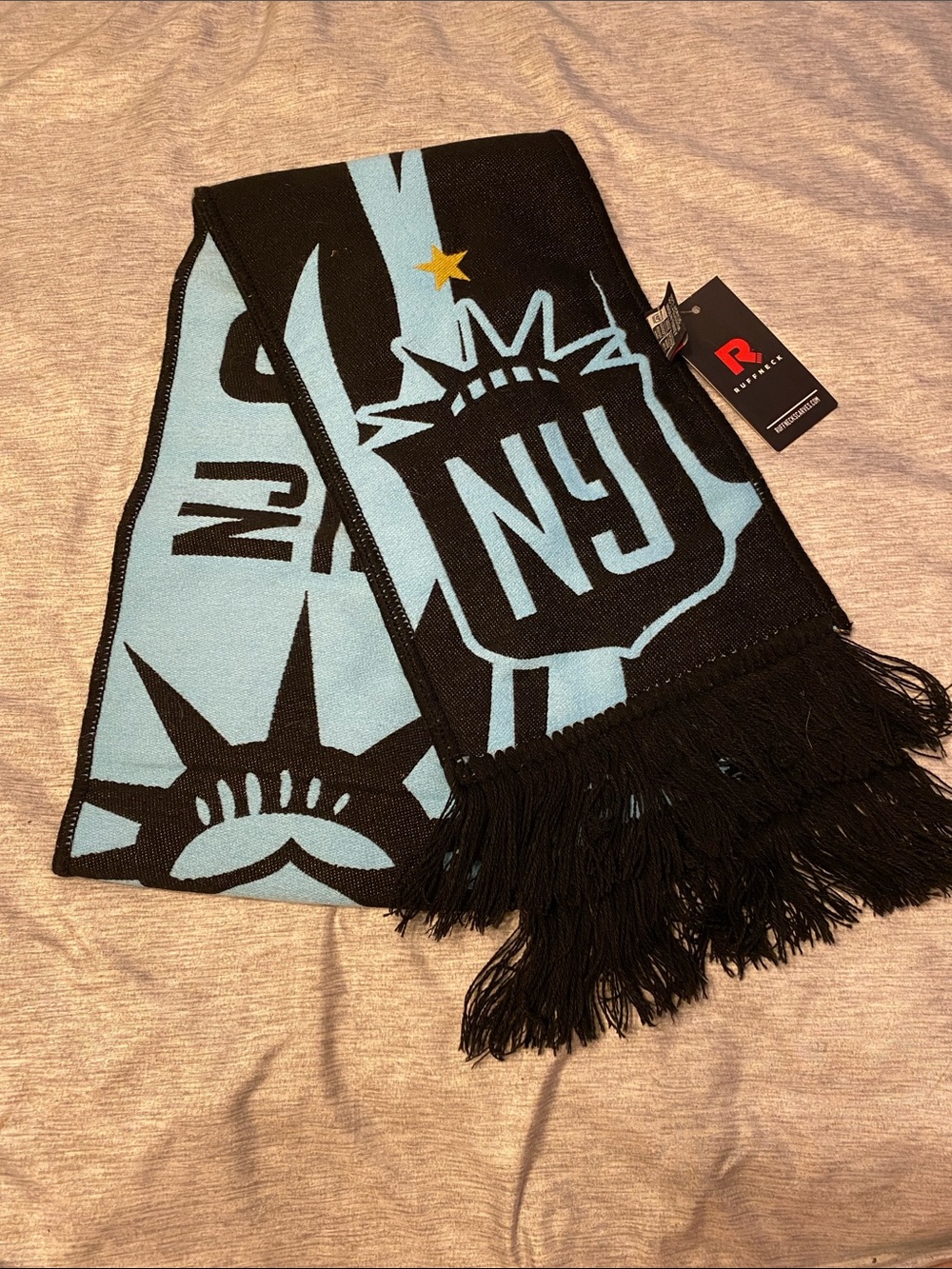 NWSL Lady Liberty Scarf Gotham FC by Ruffneck Scarves Blue & Black NWT